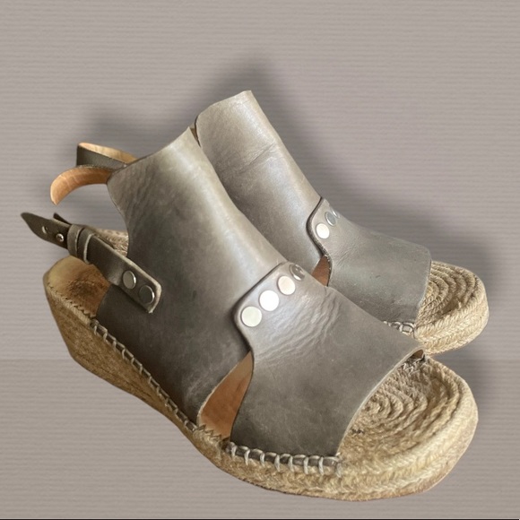 RAG & BONE Sayre Taupe Leather Slingback Peep Toe Espadrille// US 6 - Picture 2 of 8